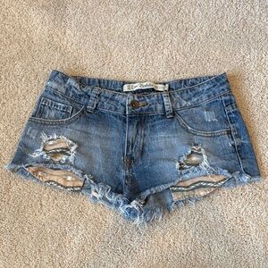 Zara Blue Distressed Jean Shorts